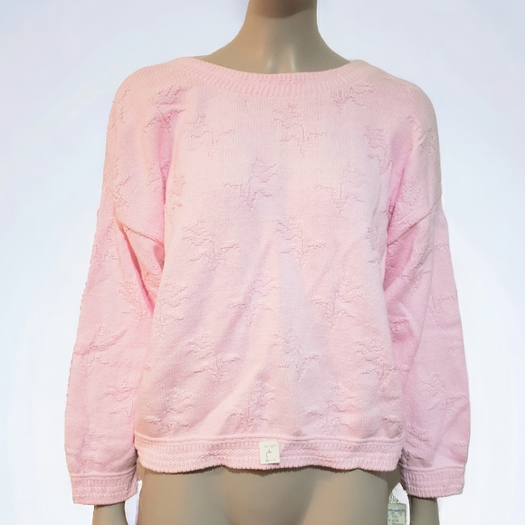 Vintage Objects D'Art Womens L Reversible Sweater Crop Oversized Knit Pink Top - Picture 5 of 15